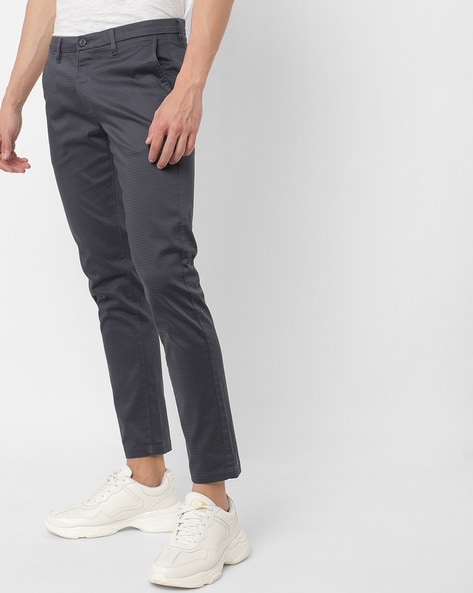 Buy INDIAN TERRAIN Grey Solid Cotton Stretch Slim Fit Mens Casual Trousers   Shoppers Stop