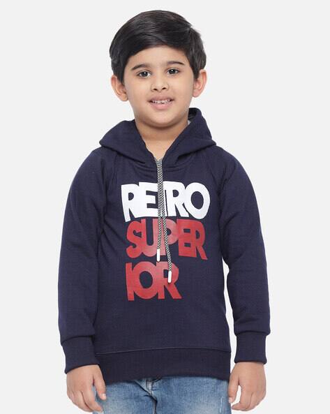 Typographic Print Hoodie with Ribbed Sleeves