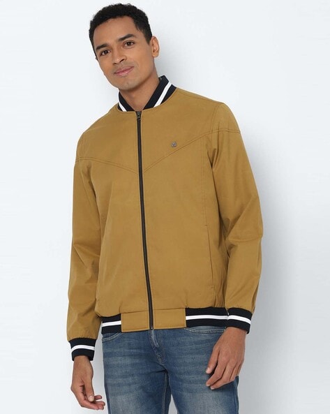 Buy Allen Solly Men Navy Blue Solid Bomber Jacket - Jackets for Men  20360334 | Myntra