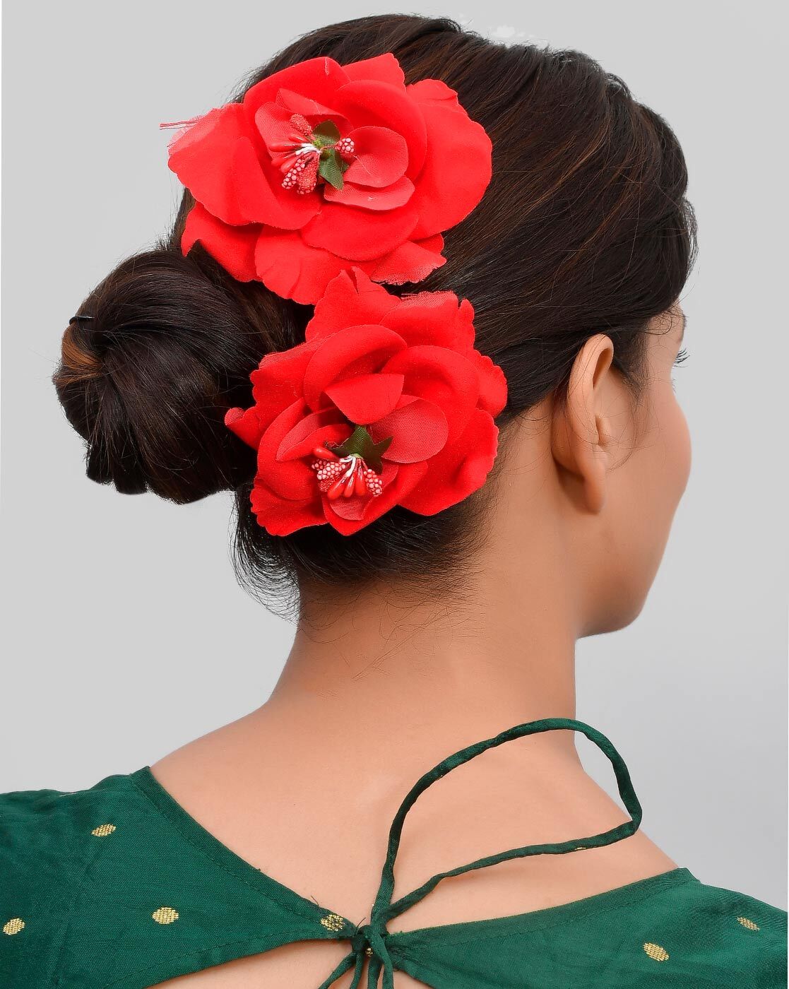 Fida Ethinic Red  White Floral Gajra Hair Accessories For Women