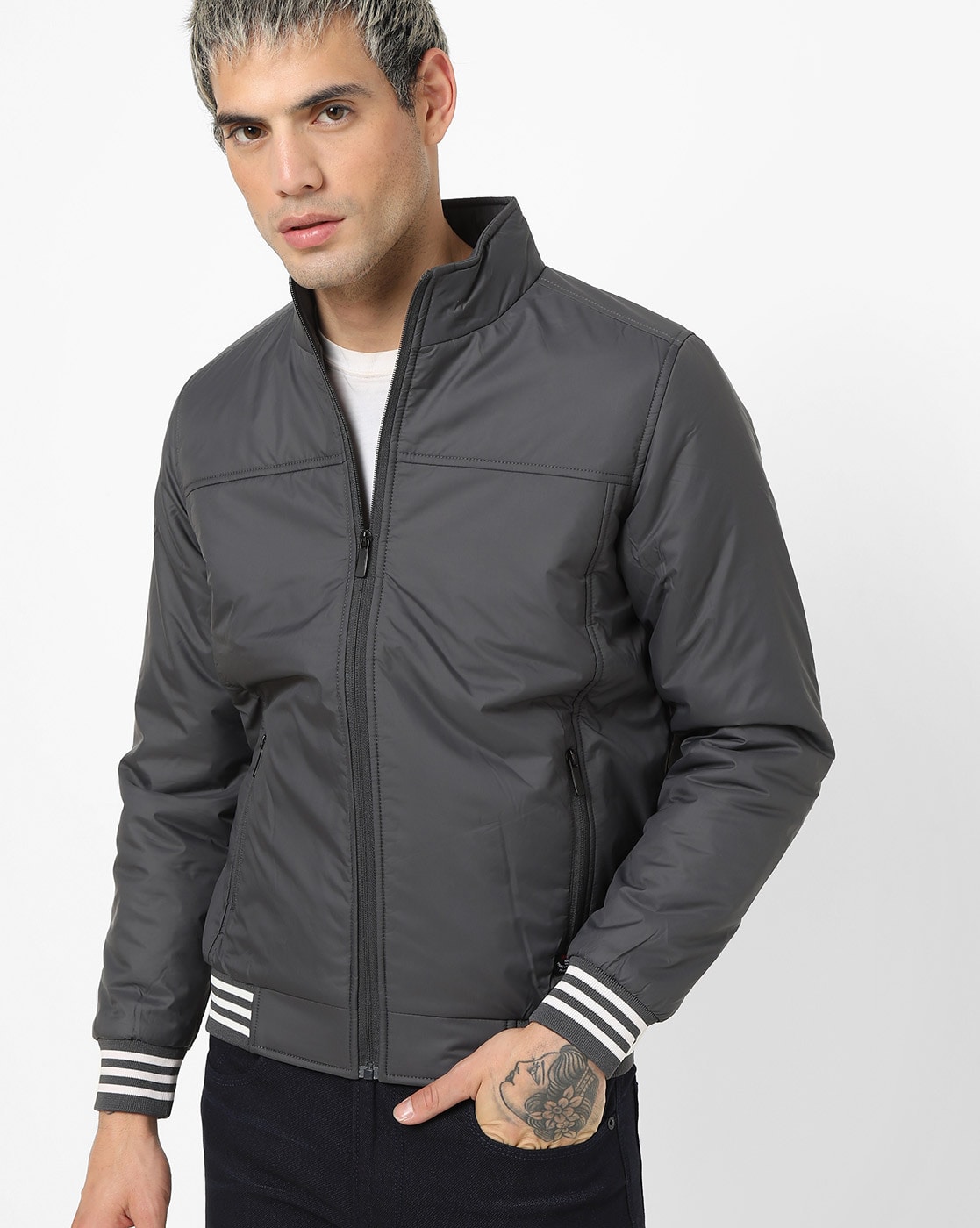 Spykar Grey Polyester Men Jacket - mjk02ba018grey S / Grey