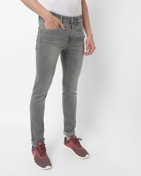 washed grey skinny jeans