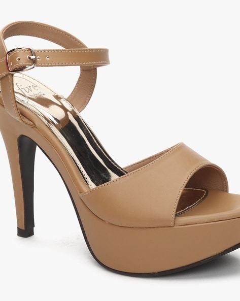 Amazon.com | SHOWFOREST Women's Buckle 6 Inch Sexy Party Patent Peep Toe  Platform Block Ankle Strap High Heel Pumps Shoes Beige Size 5 - Zapatos  Finos de Mujer de Tacon | Pumps