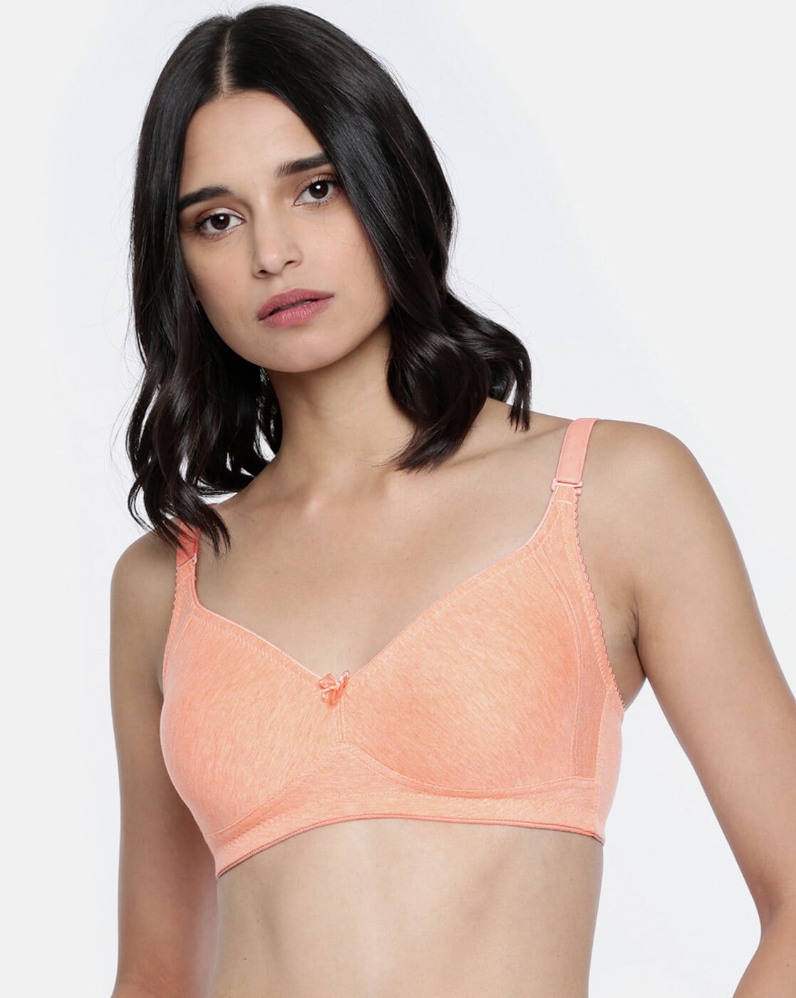 Buy online Peach Solid Minimizer Bra from lingerie for Women by