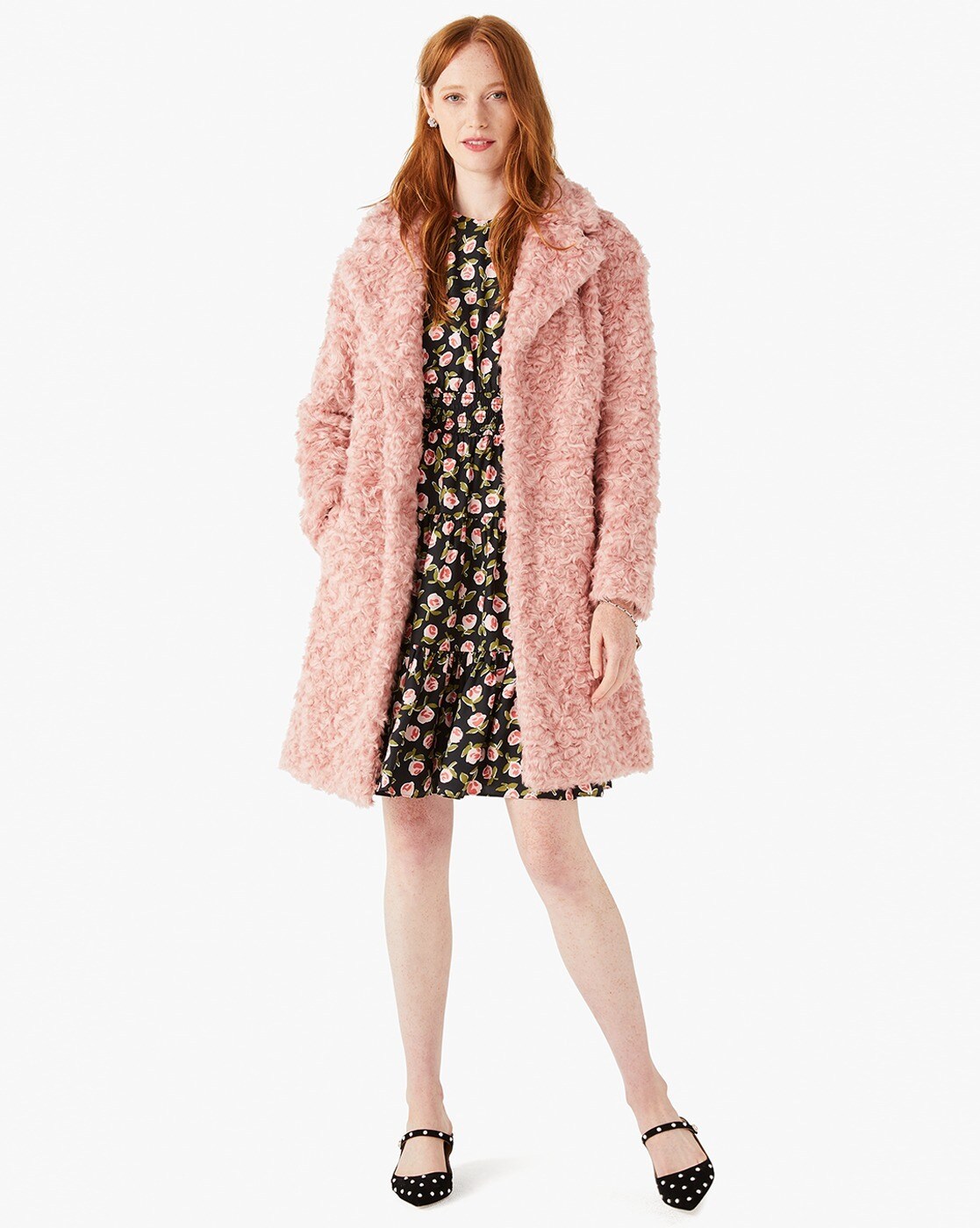 Buy KATE SPADE Jewel-Button Teddy Coat | Pink Color Women | AJIO LUXE