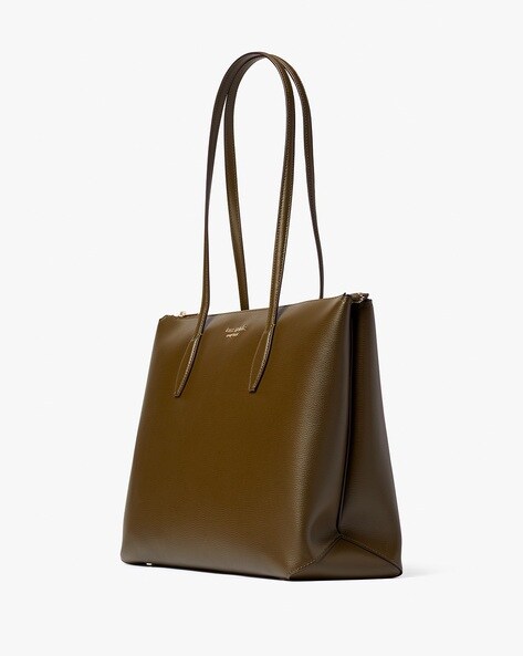 Buy KATE SPADE All Day Crossgrain Leather Zip-Top Tote Bag, Brown Color  Women