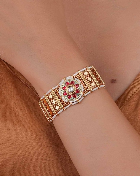 Buy B79 Verdah Punjabi Jadau Bracelet in Ruby With Pearls , Indian Jewellery  Online in India - Etsy