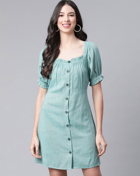 button a line dress