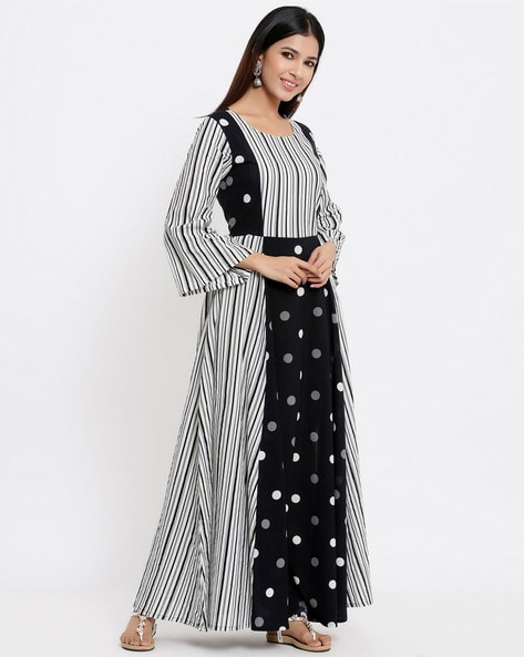 Black & White Polka Dot Wrap Dress – Periwinkle Fashion