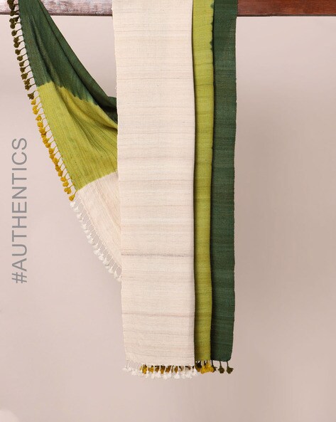 Kutch Handloom Dyed Silk Wool Tassel Shawl Price in India