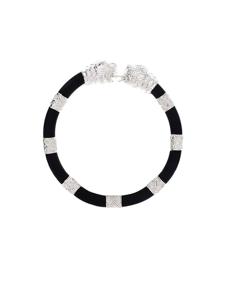Luna Round Black Thread Silver Bracelet | Sterling Silver Women's Bracelet  – RishiRich Jewels