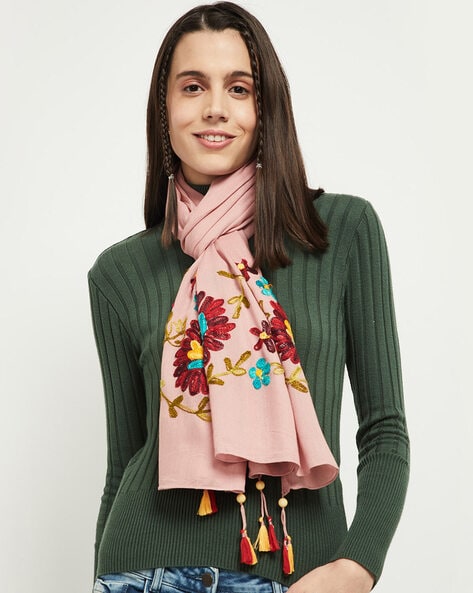 Floral Embroidery Regular Scarves Price in India