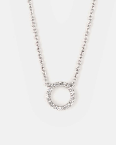 Diamond Baguette Circle Necklace (Large) | Floating Diamond Necklace