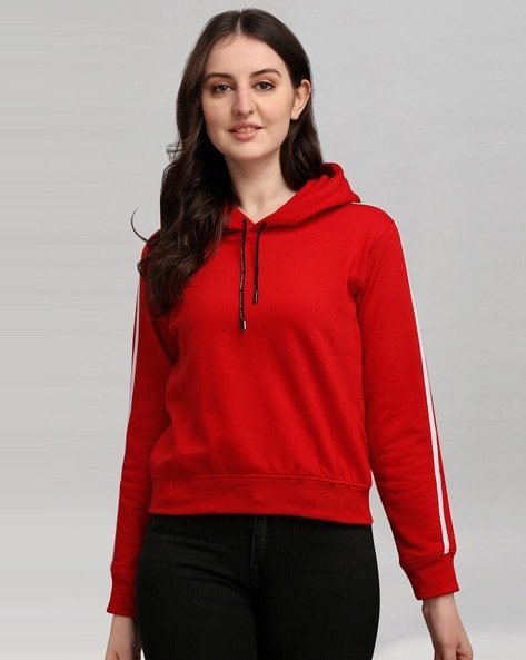 Cotton Plain Ladies Red Crop Hoodie, Size: M-XXL at Rs 999/piece in  Aurangabad