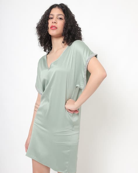 Encrustd Sheath Dress with Extended Sleeve
