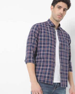 Buy Navy Blue Shirts for Men by NETPLAY 