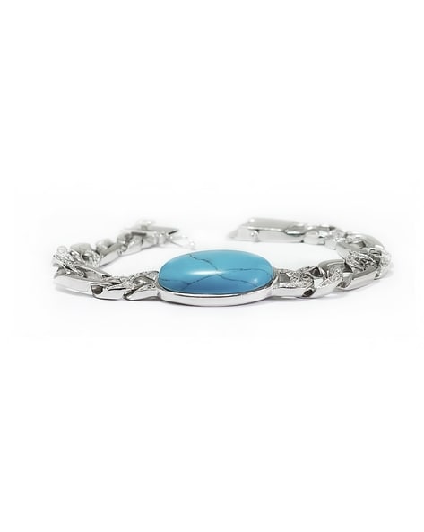 Buy ASTRODIDI Artificial Fashion Salman Khan Stylish Men Hand Bracelet  Turquoise Color Silver Plated at Amazon.in