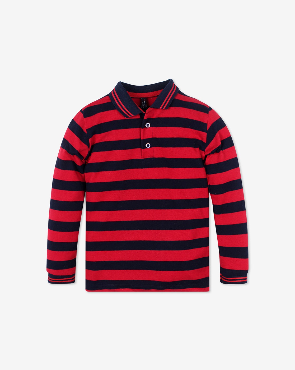 red and blue long sleeve polo shirt