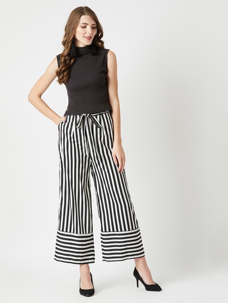 Buy online Striped Flat Front Wide Leg Trouser from bottom wear for Women  by Dodo & Moa for ₹1199 at 45% off | 2024 Limeroad.com