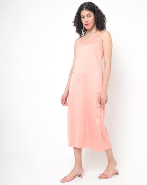 Encrustd Strappy A-line Dress with Lace Trims