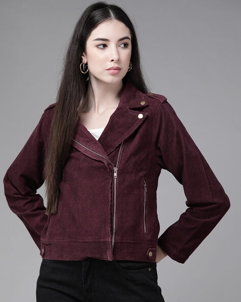 maroon corduroy jacket womens