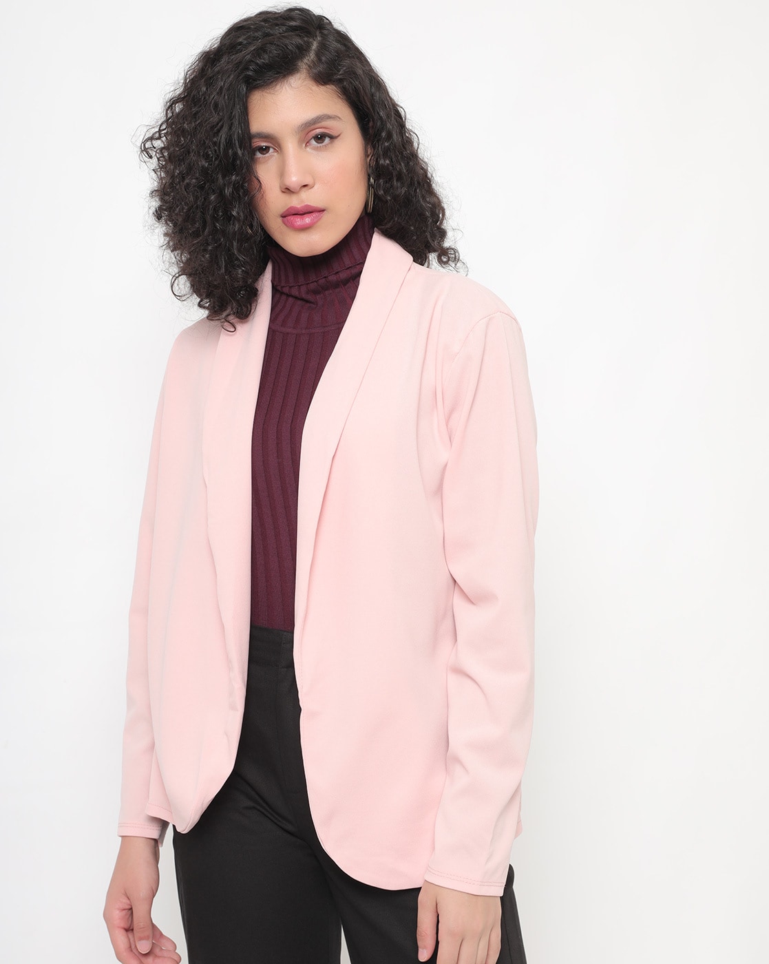 Open Front Blazer with Shawl Lapel