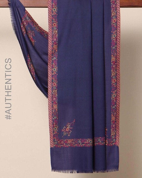 Amritsar Woolen Shawl with Floral Border Price in India