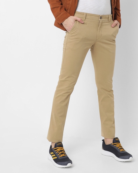 John Players Slim Fit Flat-Front Chinos