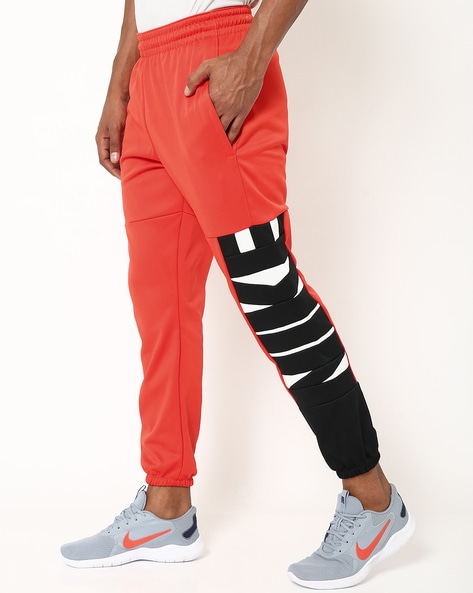 Placement Print Jogger Track Pants with Elasticated Waist