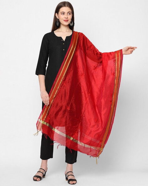 Embroidered Dupatta with Fringes Price in India