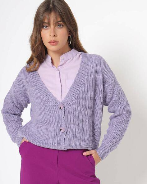 lilac button front cardigan