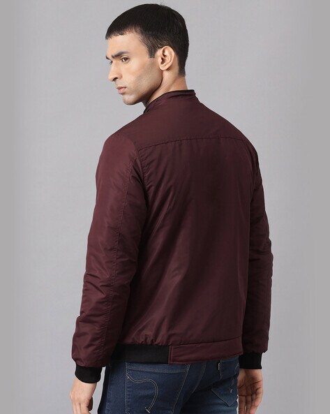 burgundy bomber jackets