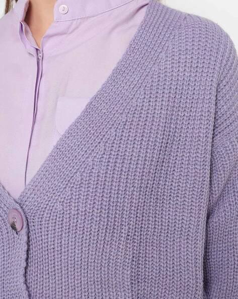 lilac button front cardigan