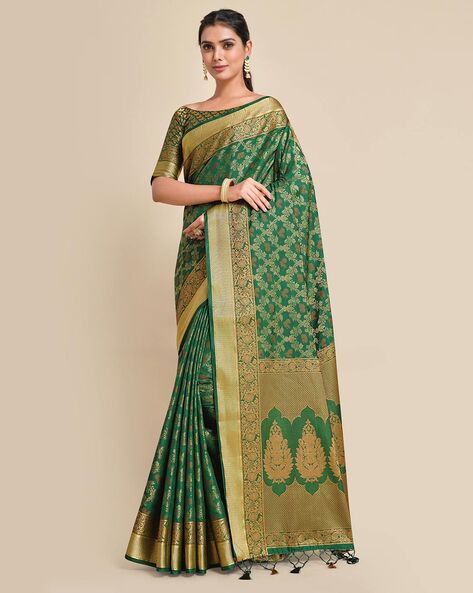 Mimosa Sarees  Buy Mimosa Kanchipuram Style Art Silk Saree Beige With  Unstitched Blouse Online  Nykaa Fashion