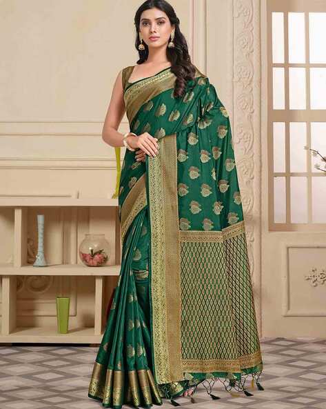 Bottle Green Wedding Wear South Silk Saree Manufacturer, 6.3 m (With Blouse  Piece) at Rs 675/piece in Surat