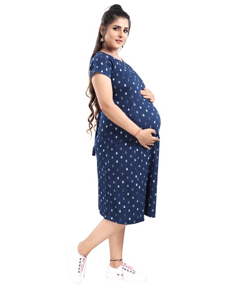 Blue V-neck maternity Slip dress › MONAMOON