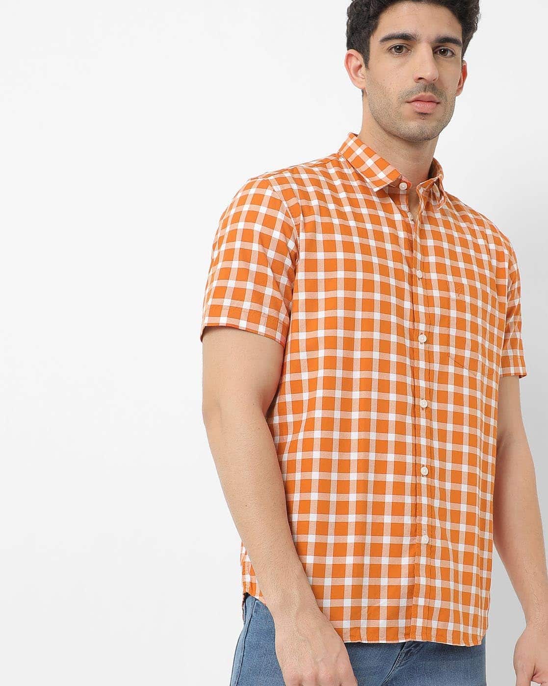 Orange Shirts for Men by INDIAN TERRAIN 