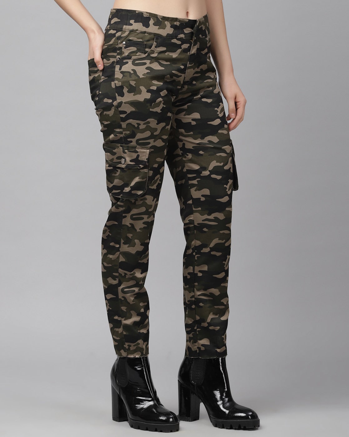 LW Mid-Waist Side Pocket Design Camo Print Cargo Pants Women Street Y2K  Trousers Hight Quality Print Design Jeans