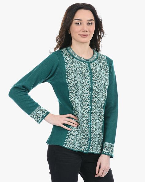 Indian Patterned Knit Cardigan