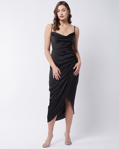 Cowl Neck Adjustable Straps Silky Dress – Styched Fashion