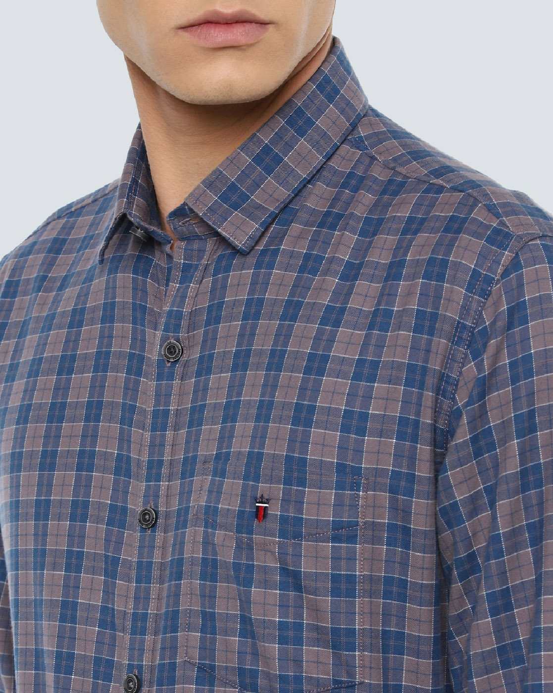 LOUIS PHILIPPE Men Checkered Casual Dark Blue Shirt - Buy LOUIS PHILIPPE  Men Checkered Casual Dark Blue Shirt Online at Best Prices in India