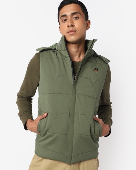 men's olive quilted vest