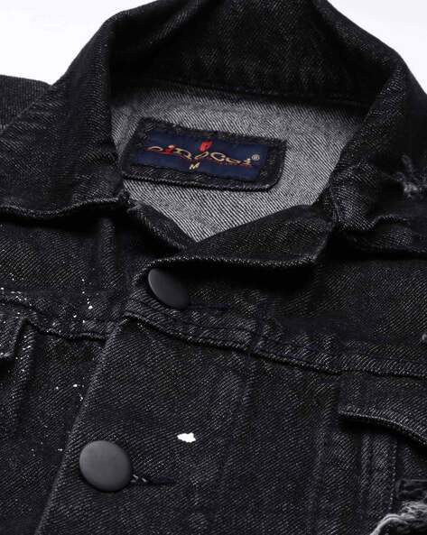 Buy Roadster Men Black Solid Denim Jacket - Jackets for Men 6411363 | Myntra