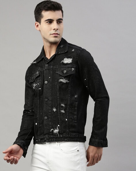 Vintage Zipper Pockets Slim Fit Washed Denim Jacket | Denim jacket fashion, Denim  jacket men, Jean jacket men