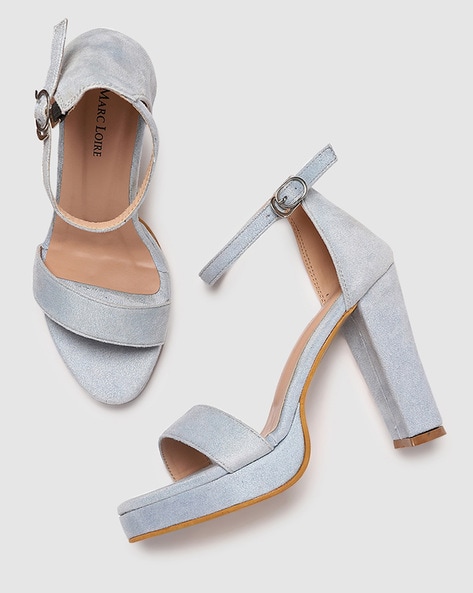 Trend Shiny Cyan Blue Summer Open Toe Chunky Heels Platform Sandals |  Up2Step