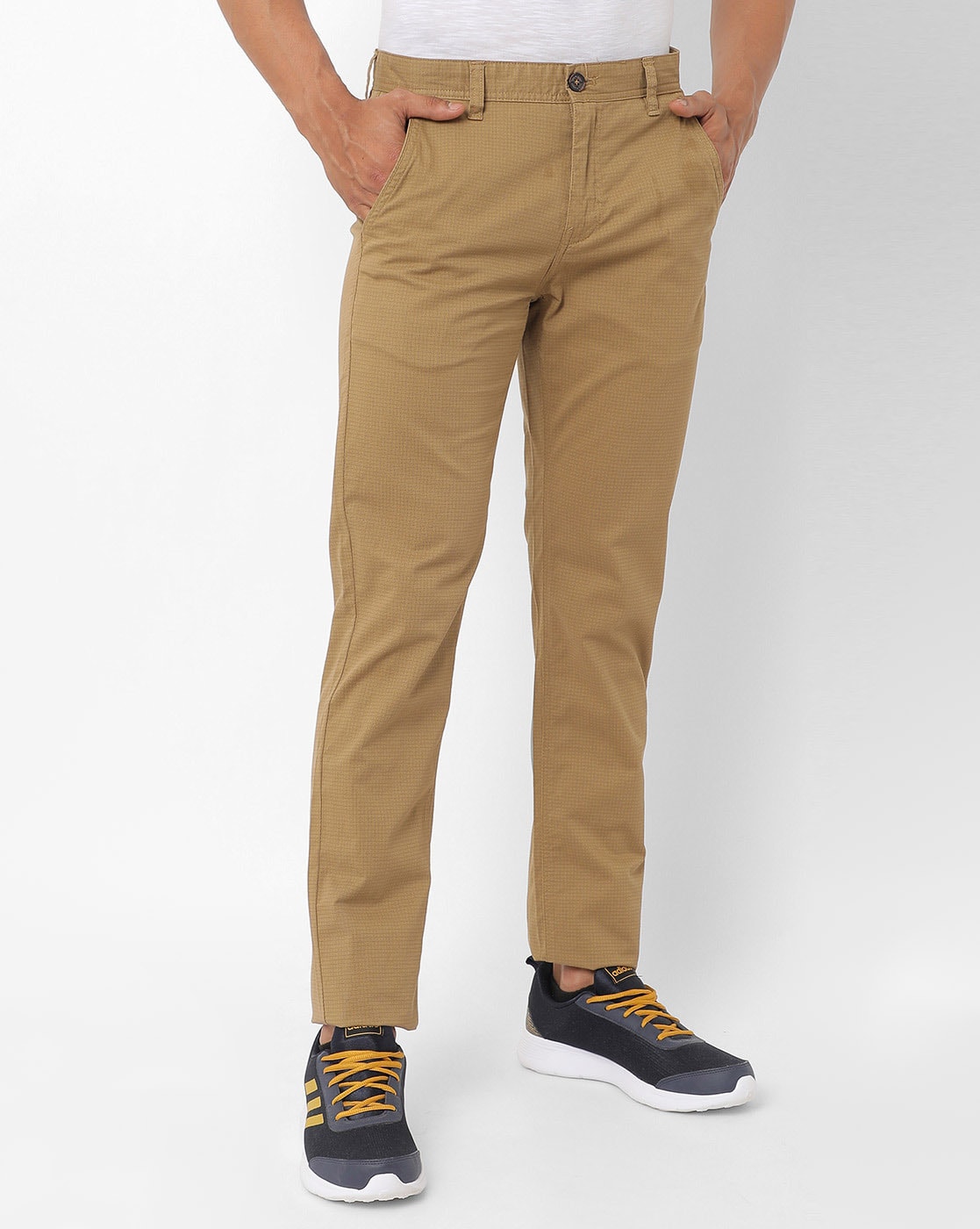 Buy Men Khaki Solid Slim Fit Trousers Online  887979  Van Heusen