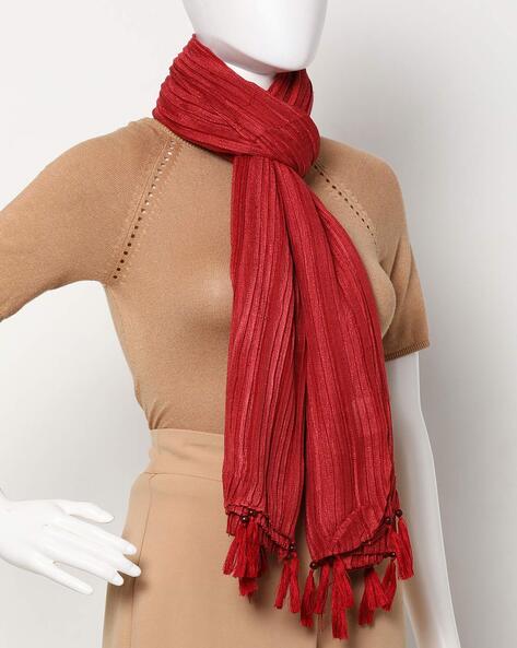 Textured Scarf with Tassels Accent Price in India