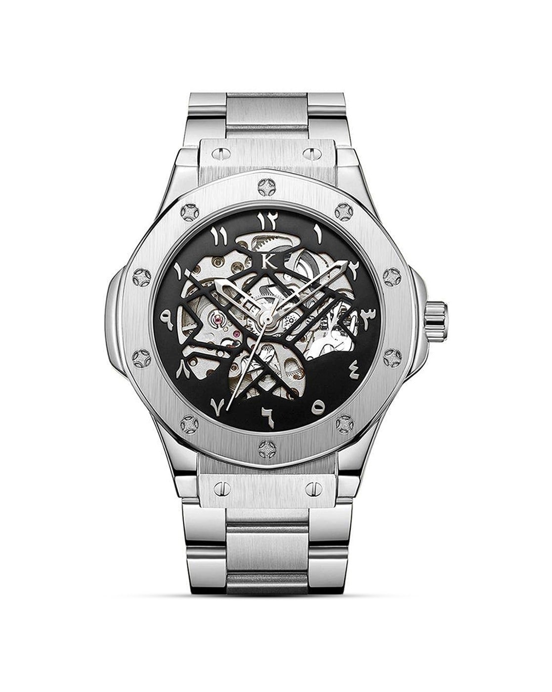 Kredo Men DEDON Black Automatic Skeleton Analogue Watch-KW030