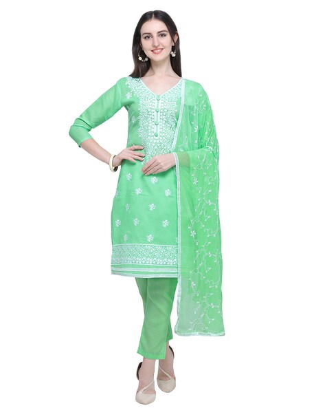 Embellished Unstitched Dress Material Price in India