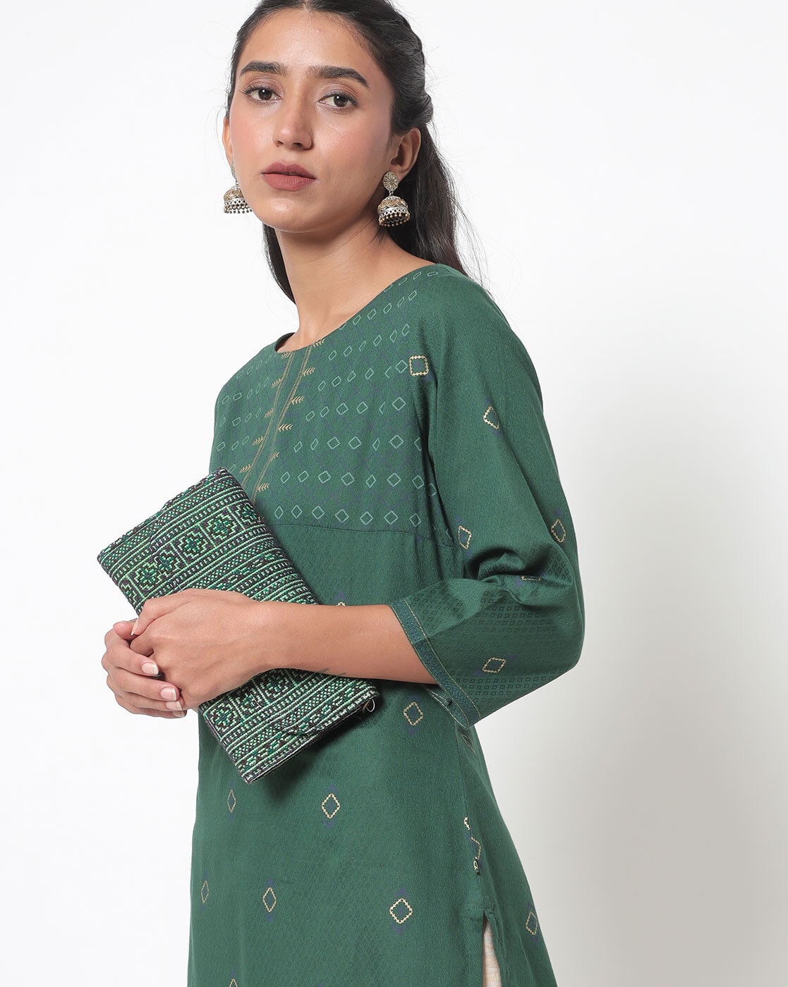 Buy Okhai Navratan Hand Embroidered Pure Cotton Kurta-Pant Set with Dupatta  (Set of 3) online